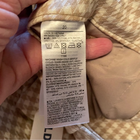Old Navy Plus Size 20 Tan White Houndstooth-High Rise Pixie Pants-NWT - Picture 11 of 14
